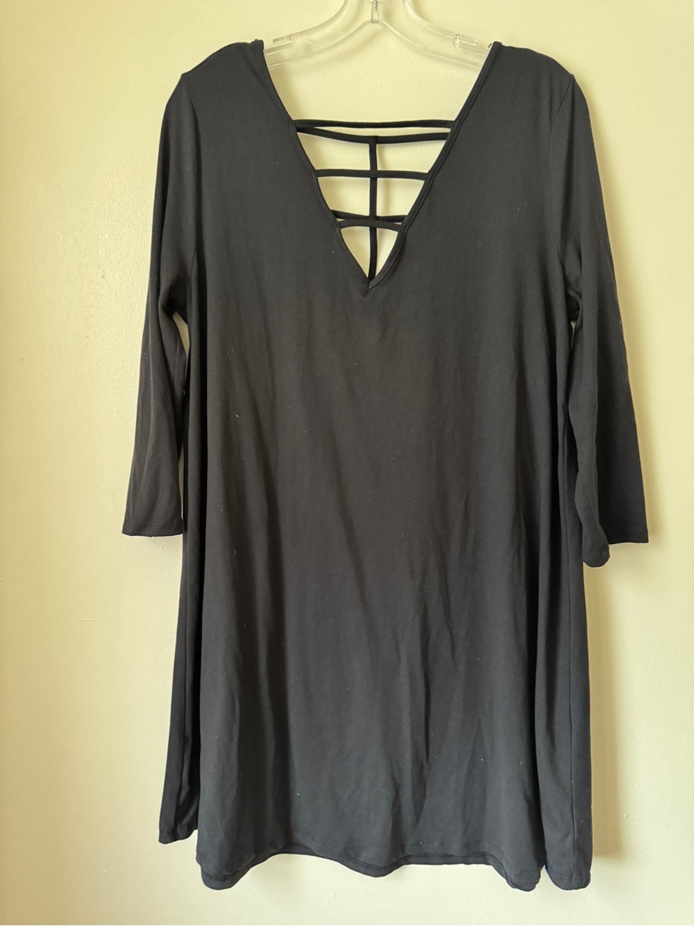 Black Strappy Cage Back Tunic Top Size XL